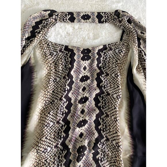 Artelier Nicole Miller 100% Silk 'Anaconda' Snakeskin V-Neck Blouse Sz P - Picture 9 of 12